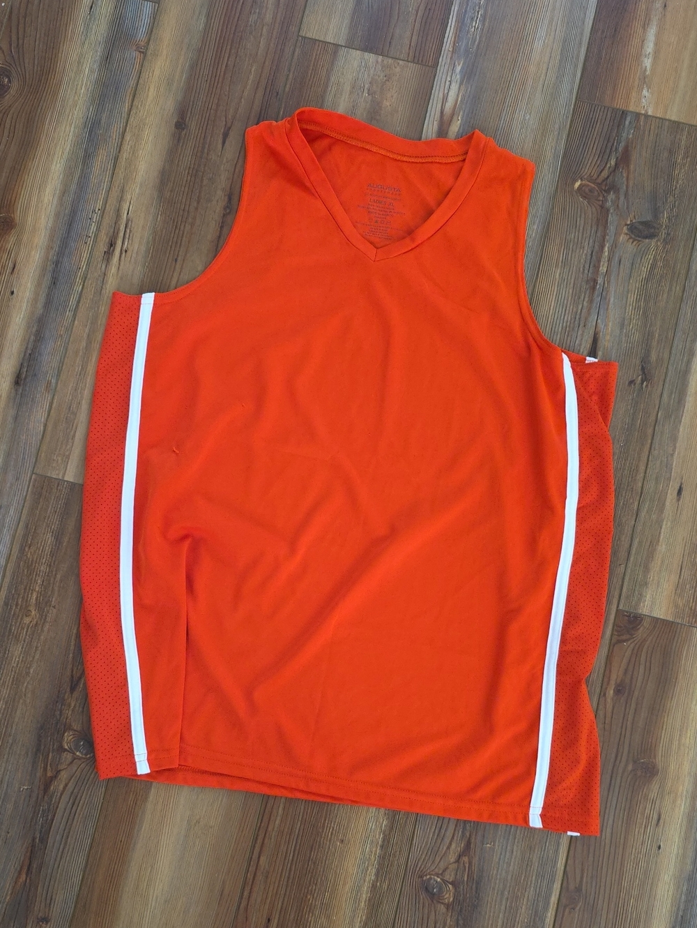 Augusta Sportswear Orange Sleeveless Basketball Jersey with White Trim